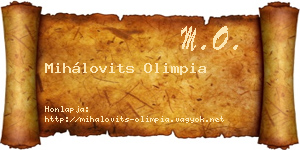 Mihálovits Olimpia névjegykártya